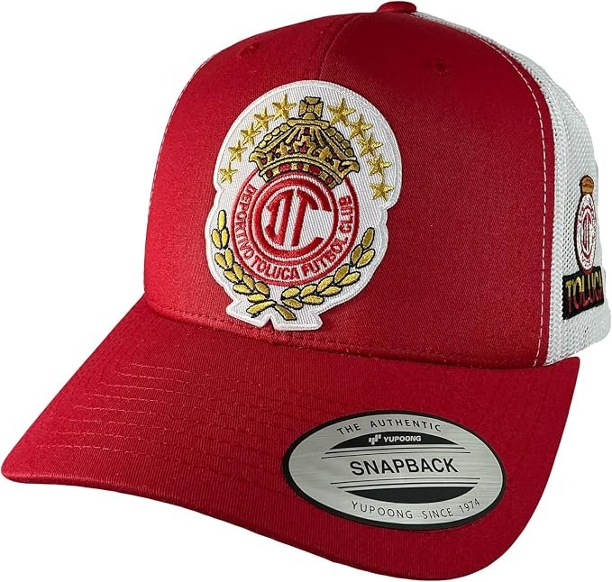 Mexico Deportivo Toluca Soccer HAT RED White MESH 2 Logos