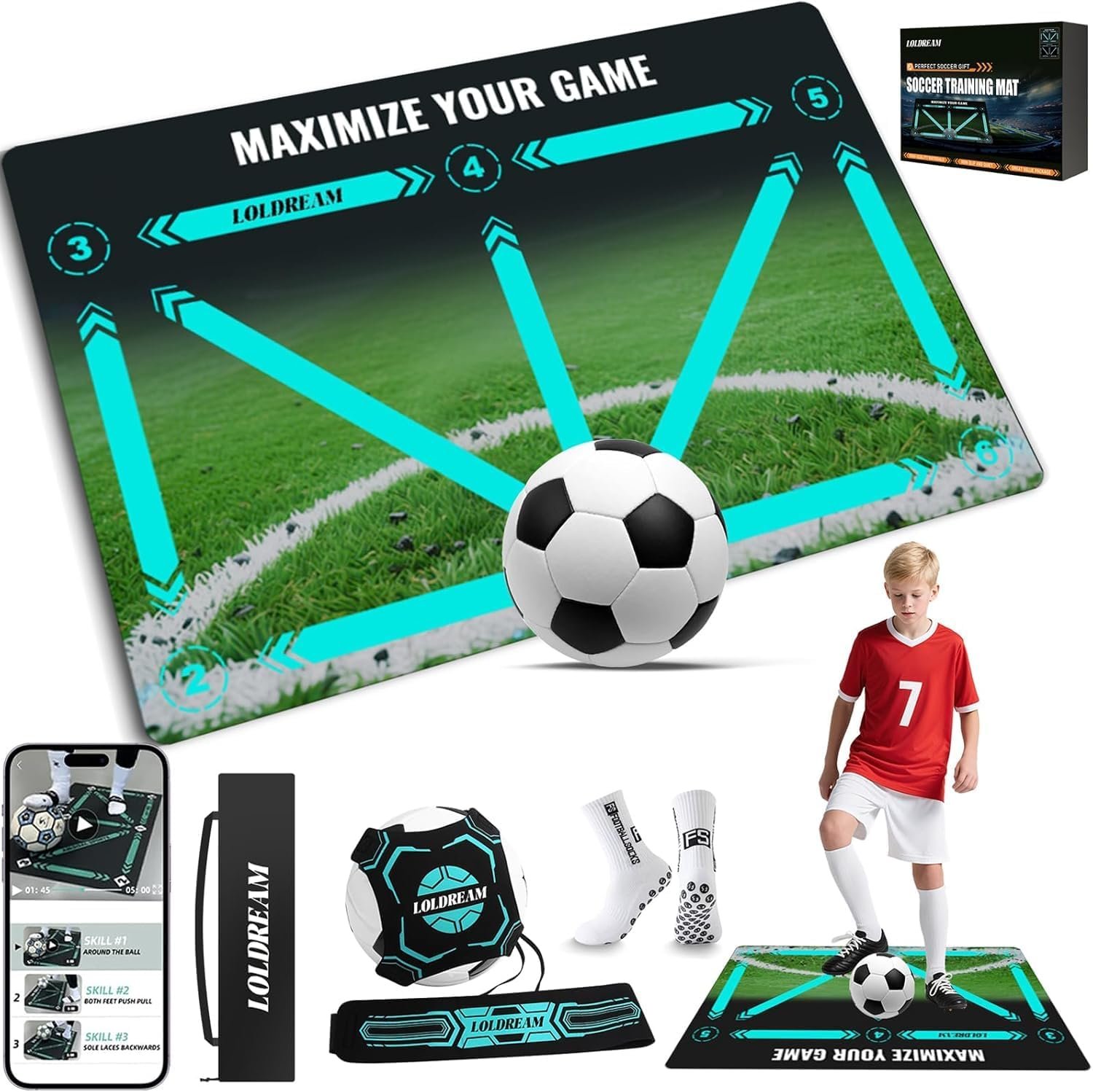 Soccer Training Mat with Video Drill Soccer Training Equipment for Practice