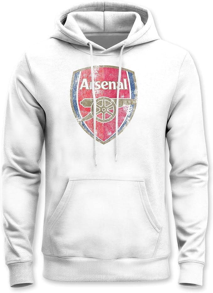 Arsenal FC Mono Badge Fleece Pullover Premium Soccer Hoodie-white