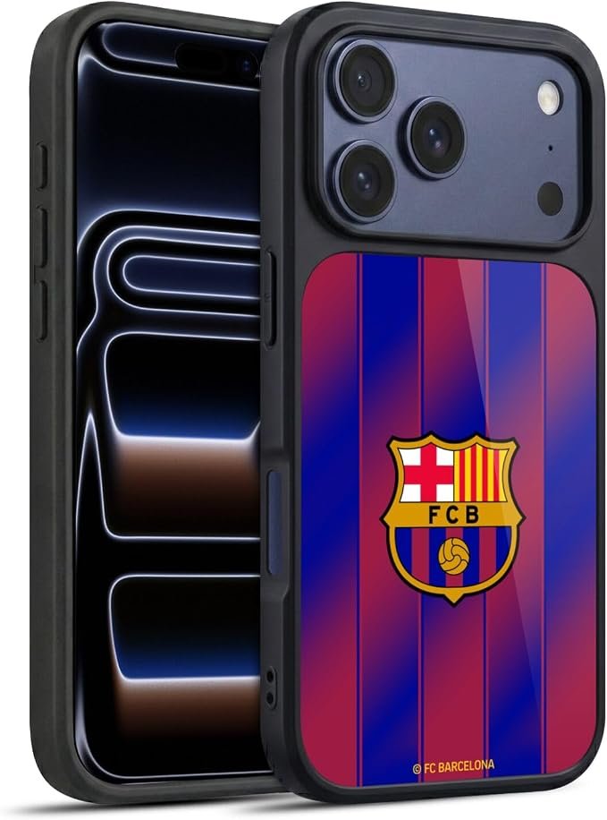 FC Barcelona 2025/26 Home Crest Kit Gel Case [Military Grade Protection] Compatible with Apple iPhone 17
